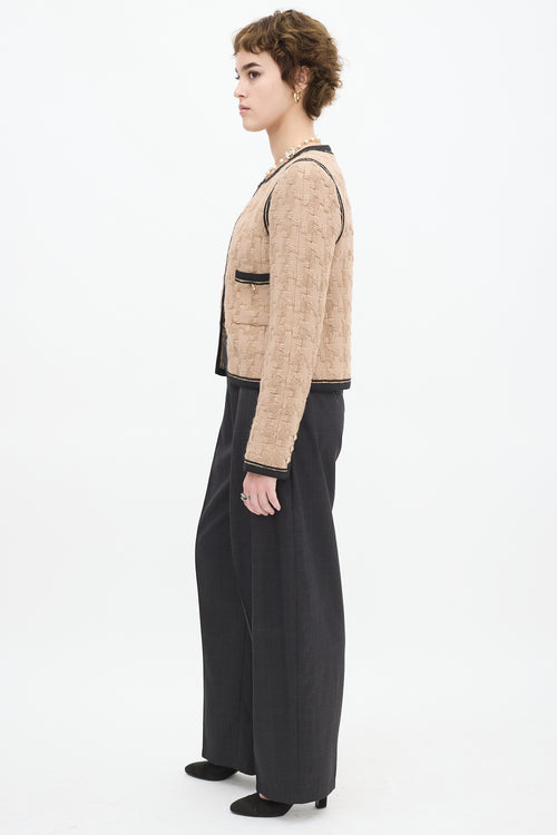 Chanel FW 2008 Beige Wool Woven Two Pocket Jacket