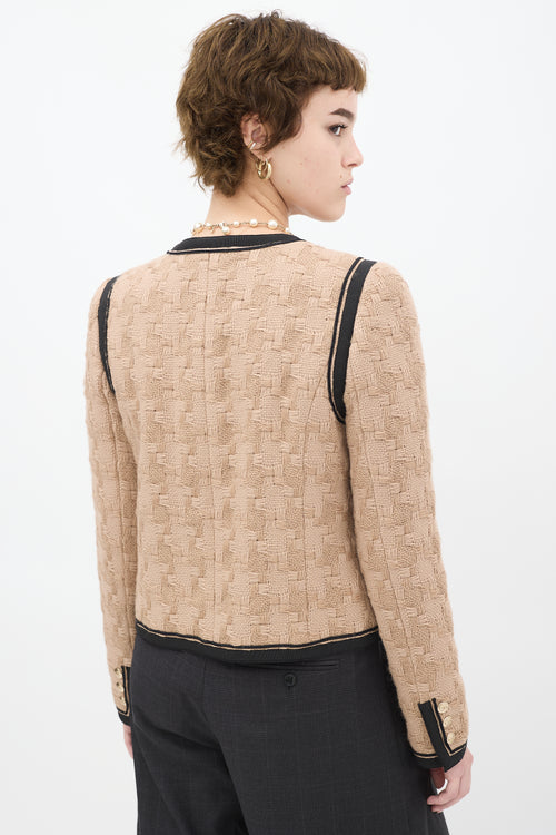 Chanel FW 2008 Beige Wool Woven Two Pocket Jacket