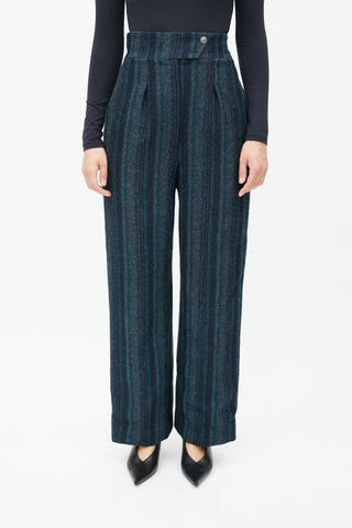 Chanel FW 2008 Blue Wool Striped Trouser