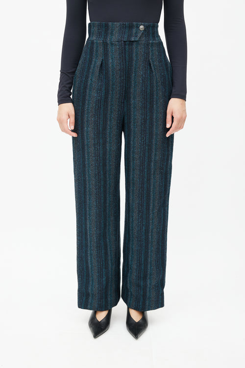 Chanel FW 2008 Blue Wool Striped Trouser