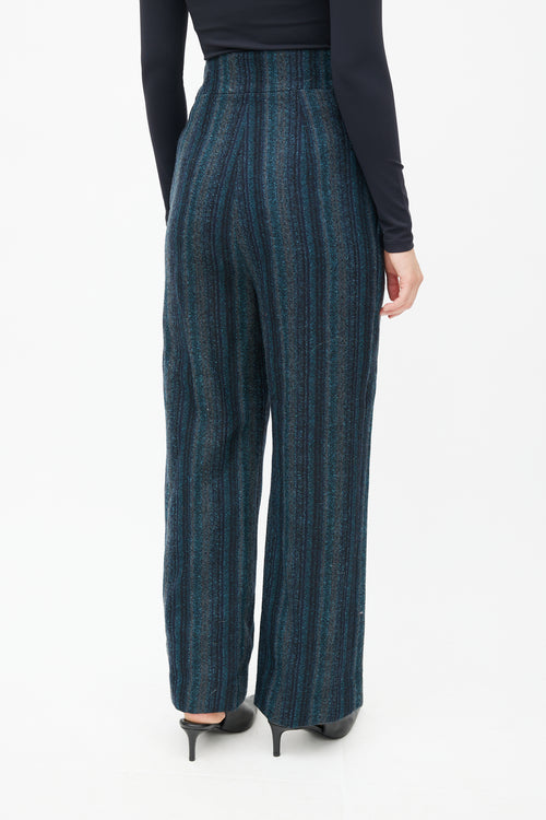 Chanel FW 2008 Blue Wool Striped Trouser