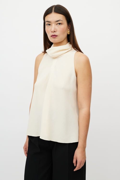 Chanel FW 2008 Cream Crepe Wool Top