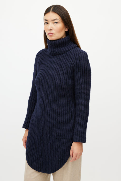 Chanel FW 2008 Navy Cashmere Ribbed Sweater