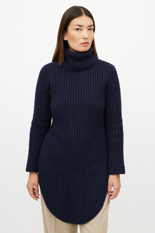 Chanel FW 2008 Navy Cashmere Ribbed Sweater