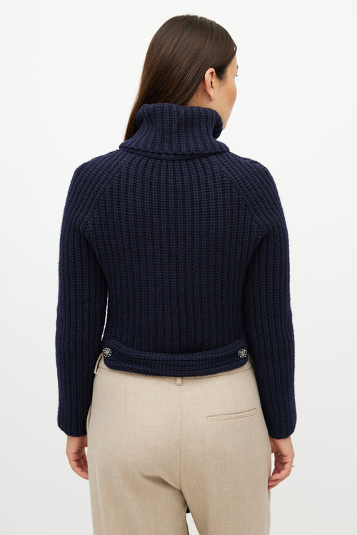 Chanel FW 2008 Navy Cashmere Ribbed Sweater