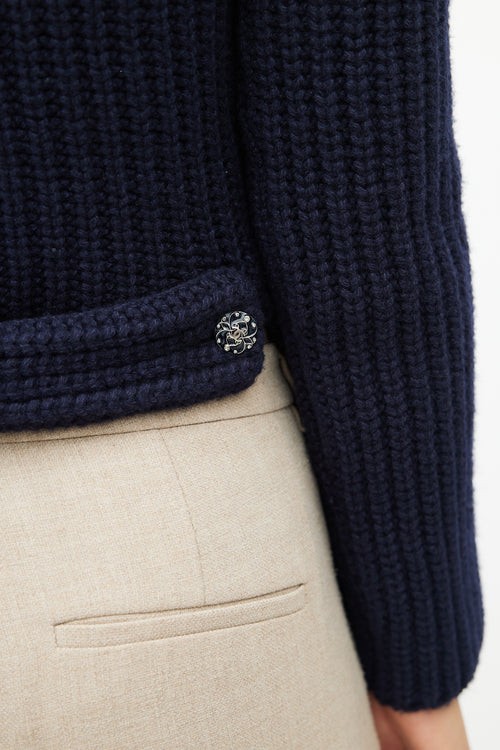 Chanel FW 2008 Navy Cashmere Ribbed Sweater