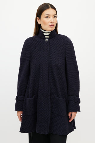 Chanel FW 2008 Navy Cashmere Woven Coat