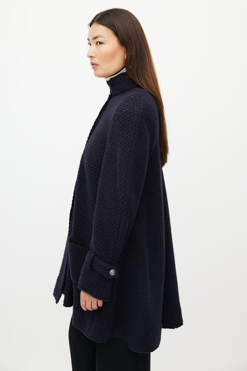 Chanel FW 2008 Navy Cashmere Woven Coat