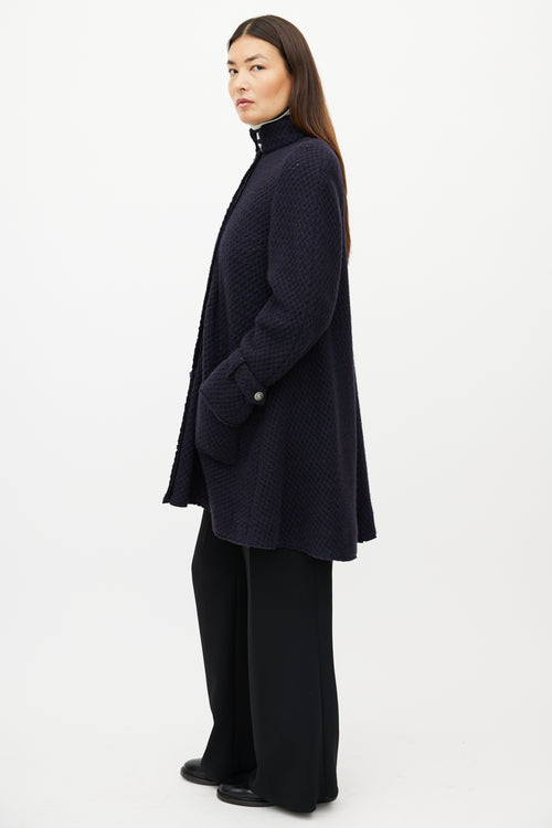 Chanel FW 2008 Navy Cashmere Woven Coat