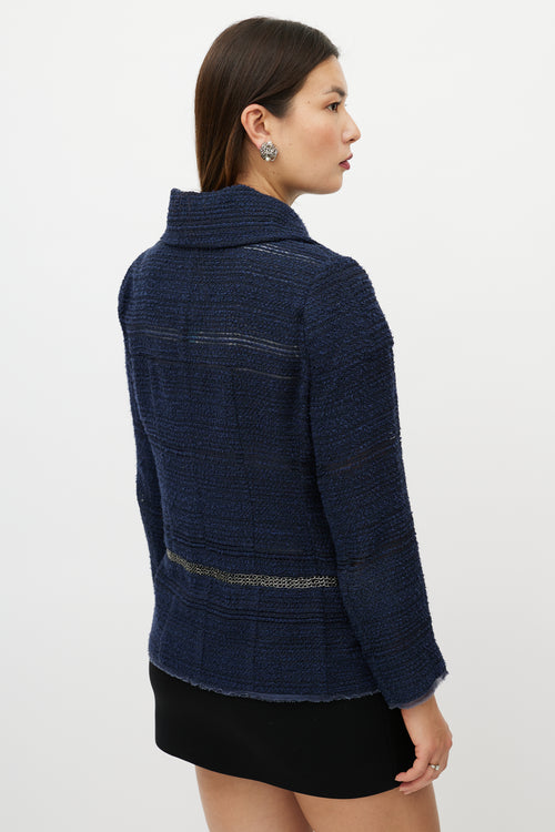 Chanel FW 2008 Navy Silk Tweed Jacket