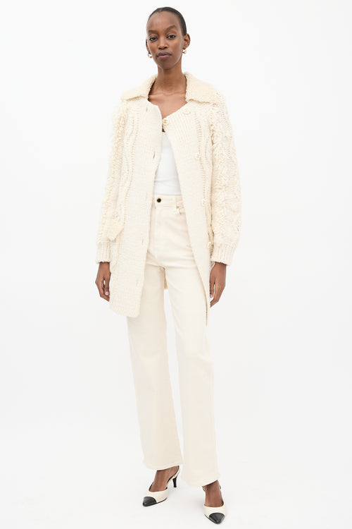 Chanel FW 2018 Cream Wool 
Sherpa Cardigan