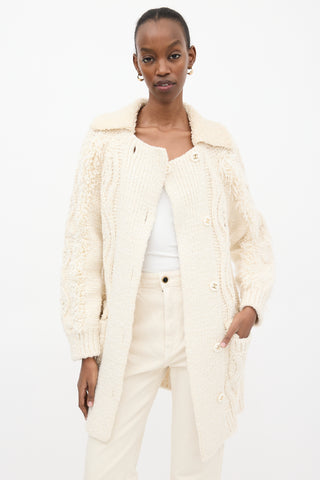 Chanel FW 2018 Cream Wool 
Sherpa Cardigan