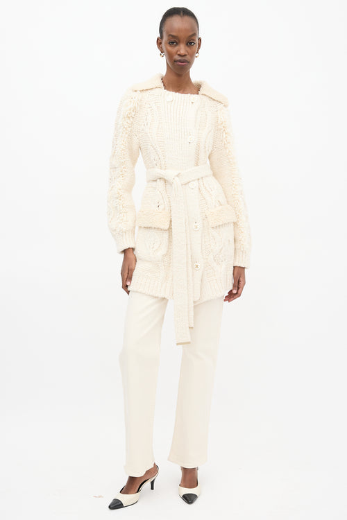 Chanel FW 2018 Cream Wool 
Sherpa Cardigan