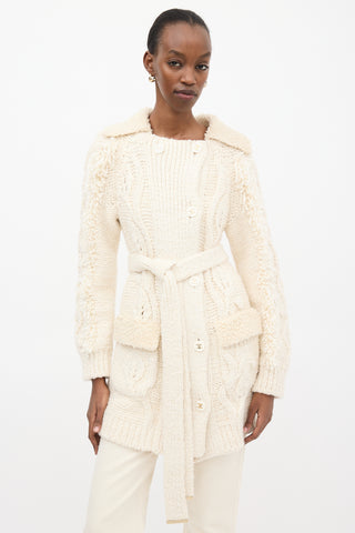 Chanel FW 2018 Cream Wool 
Sherpa Cardigan