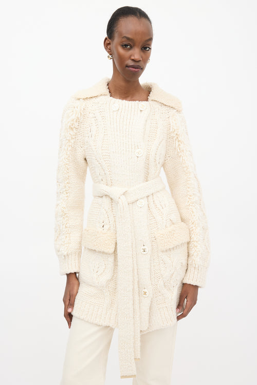 Chanel FW 2018 Cream Wool 
Sherpa Cardigan