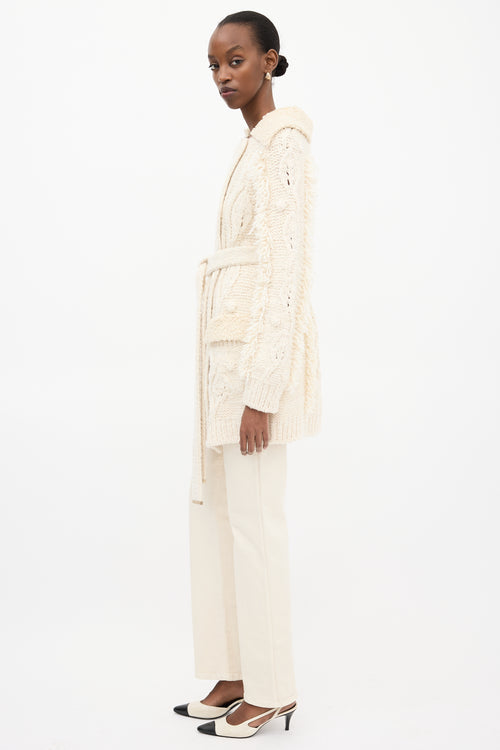 Chanel FW 2018 Cream Wool 
Sherpa Cardigan