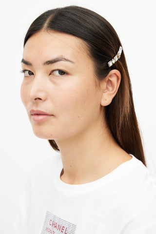 Chanel FW 2020 Gold 
Crystal Embellished Hair Clip