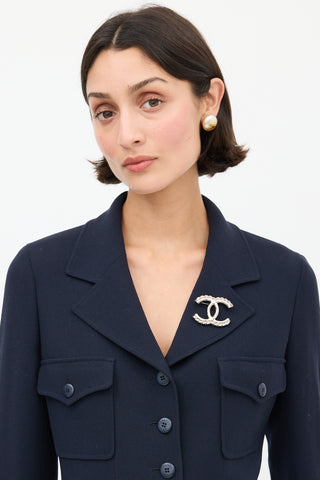 Chanel F/W 2022 Silver Chain Link CC Logo Brooch