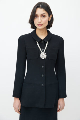 Chanel Fall 1997 Black Wool Peplum Suit