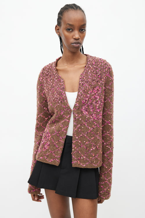 Chanel Fall 2001 Brown 
Pink Cardigan