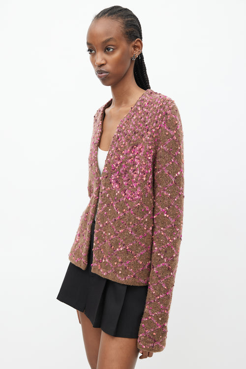 Chanel Fall 2001 Brown 
Pink Cardigan