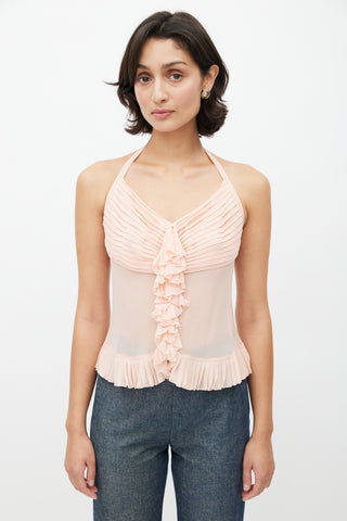 Chanel Fall 2003 Pink Ruffle Halter Top