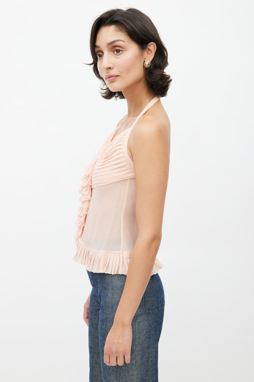 Chanel Fall 2003 Pink Ruffle Halter Top