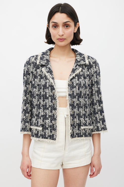 Chanel Fall 2005 Navy 
Cream Tweed CC Blazer