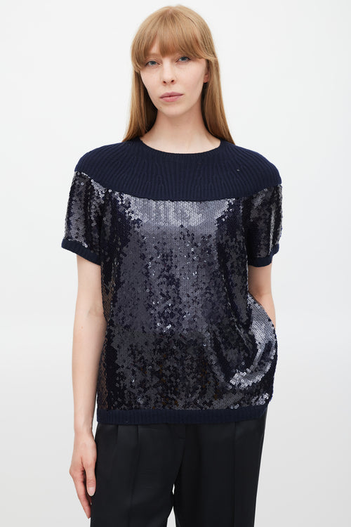 Chanel Fall 2008 Navy Cashmere 
Sequin Top