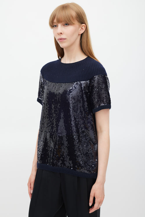 Chanel Fall 2008 Navy Cashmere 
Sequin Top