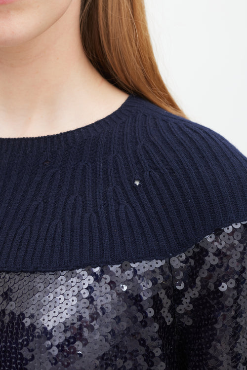 Chanel Fall 2008 Navy Cashmere 
Sequin Top