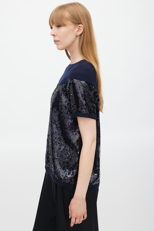 Chanel Fall 2008 Navy Cashmere 
Sequin Top