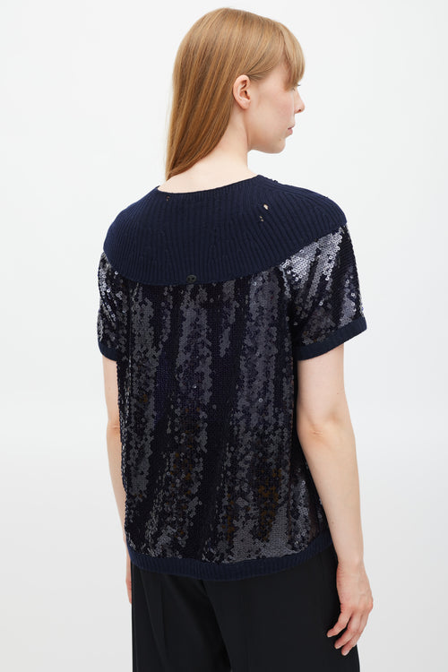 Chanel Fall 2008 Navy Cashmere 
Sequin Top