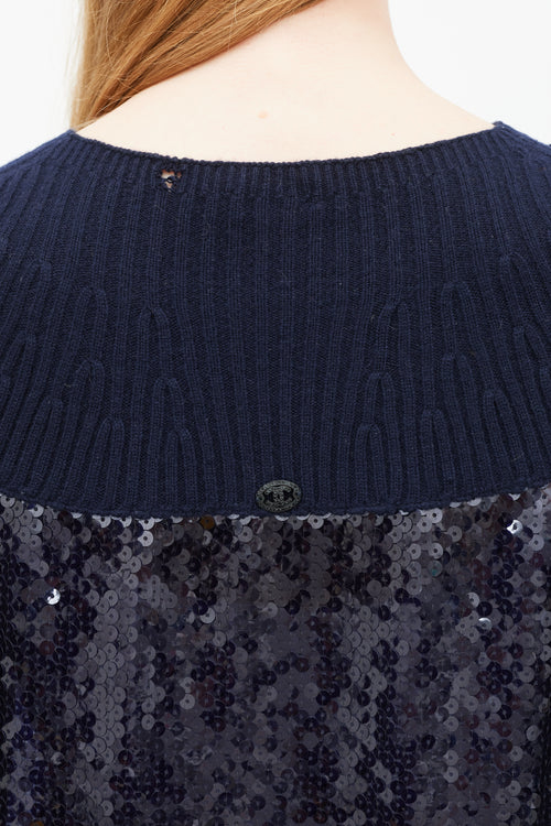 Chanel Fall 2008 Navy Cashmere 
Sequin Top