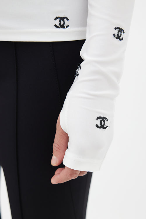 Chanel Fall 2021 White 
Black CC Turtleneck Top