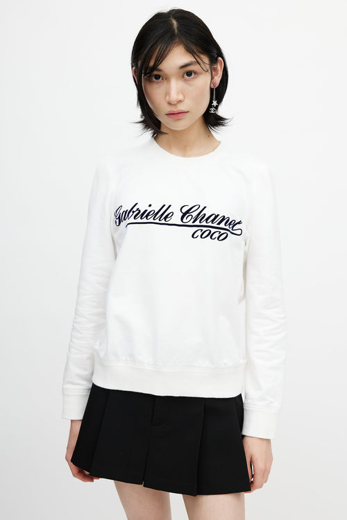 Chanel Fall Winter 2005 White 
Navy Logo Sweatshirt