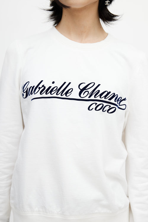 Chanel Fall Winter 2005 White 
Navy Logo Sweatshirt