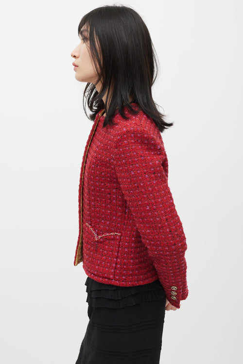 Chanel Fall 2023 Red Wool 
Silk Tweed CC Blazer