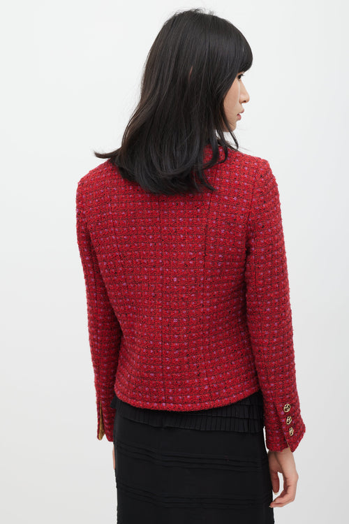 Chanel Fall 2023 Red Wool 
Silk Tweed CC Blazer