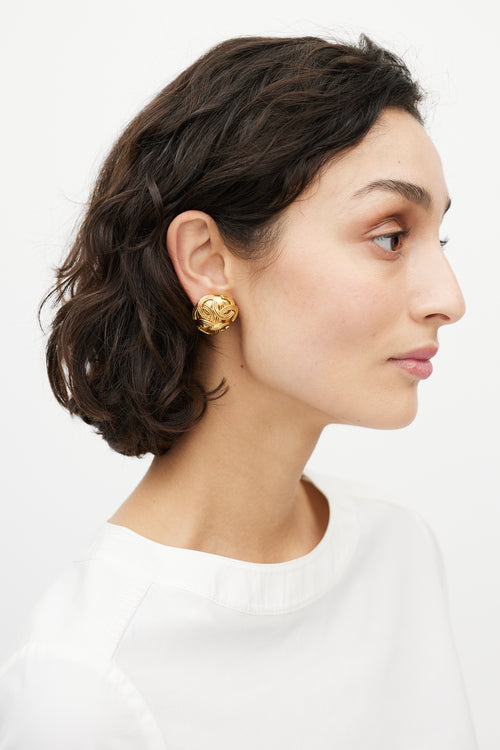 Chanel Fall 1994 Gold Multi CC Clip On Earring