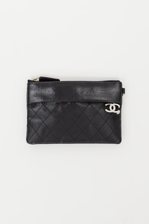 Chanel Fall 2007 Black Satin Zip Pouch