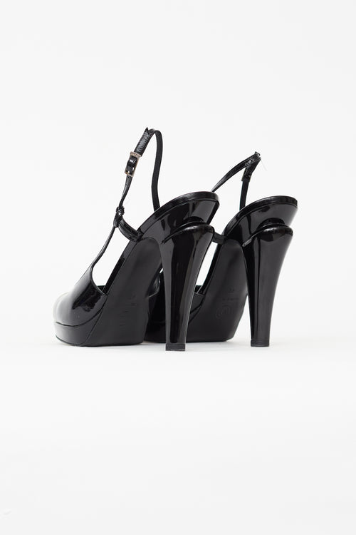 Chanel Fall 2008 Black 
White Patent Slingback Heel