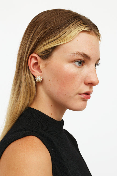 Chanel 2018 Pearl CC Stud Earrings