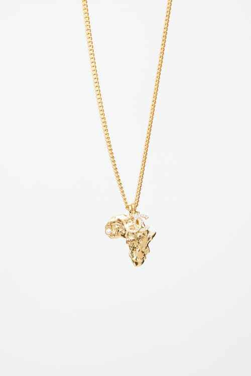 Chanel Gold Africa CC Pendant Necklace