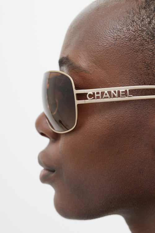 Chanel Gold 
Brown 4150 Aviator Sunglasses