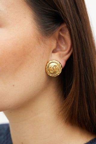 Chanel Gold CC Braided Logo Earring