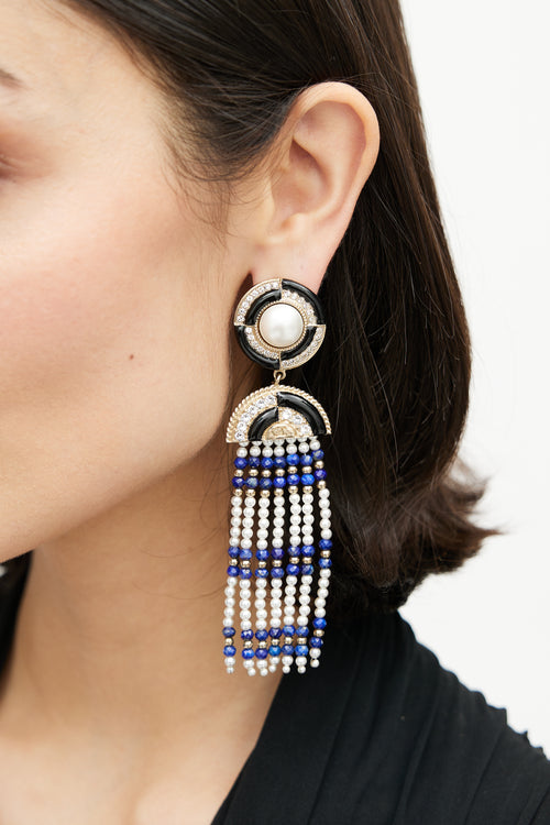 Chanel Gold 
Multicolour Beaded Tassel Earring