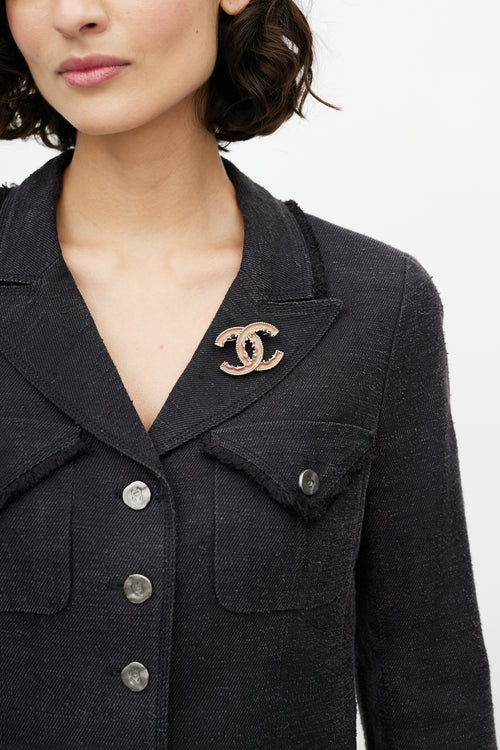 Chanel Gold 
Pink CC Brooch