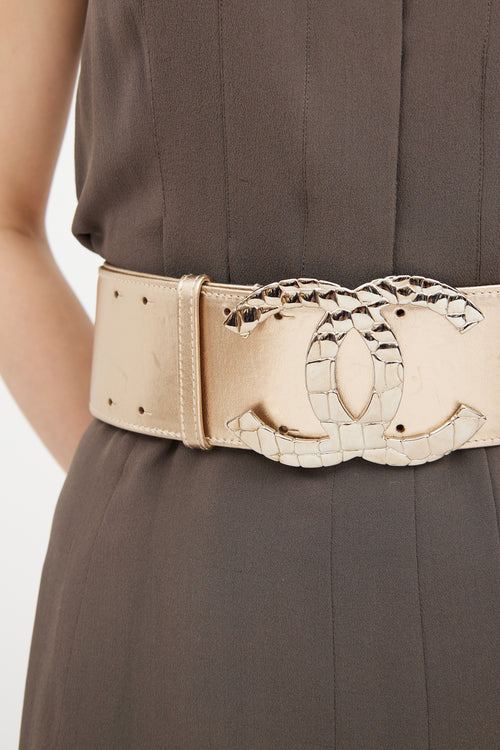 F/W 2007 Gold Leather Oversized Logo Belt