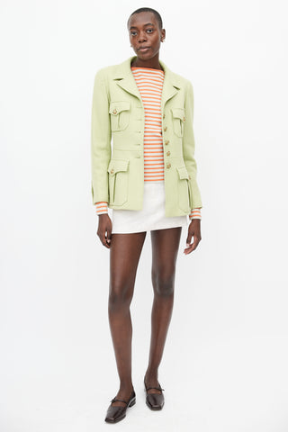 Chanel Green 
Gold Wool Jacket